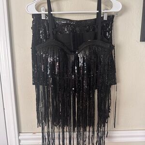 ✨ NWT Boutique Black Sequin Two-Piece Set ✨